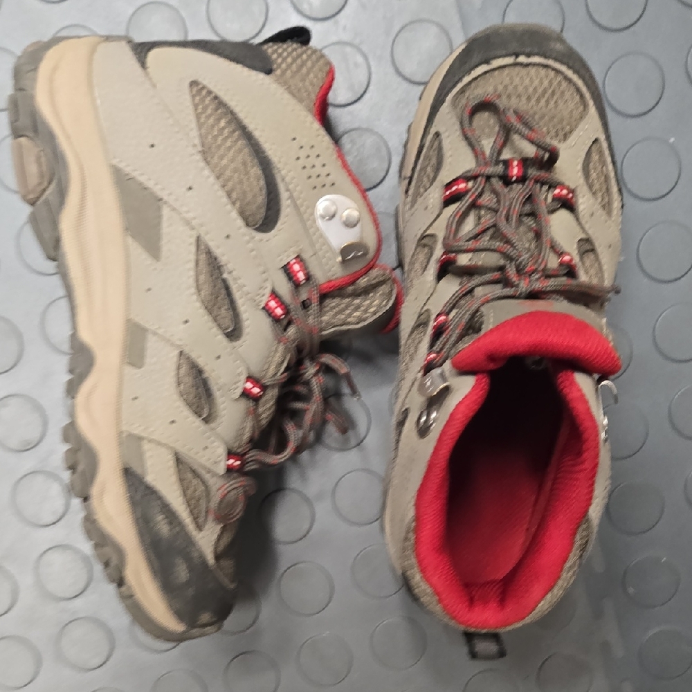 Merrell Kids Outdoor Hiking Shoes - Tan and Red